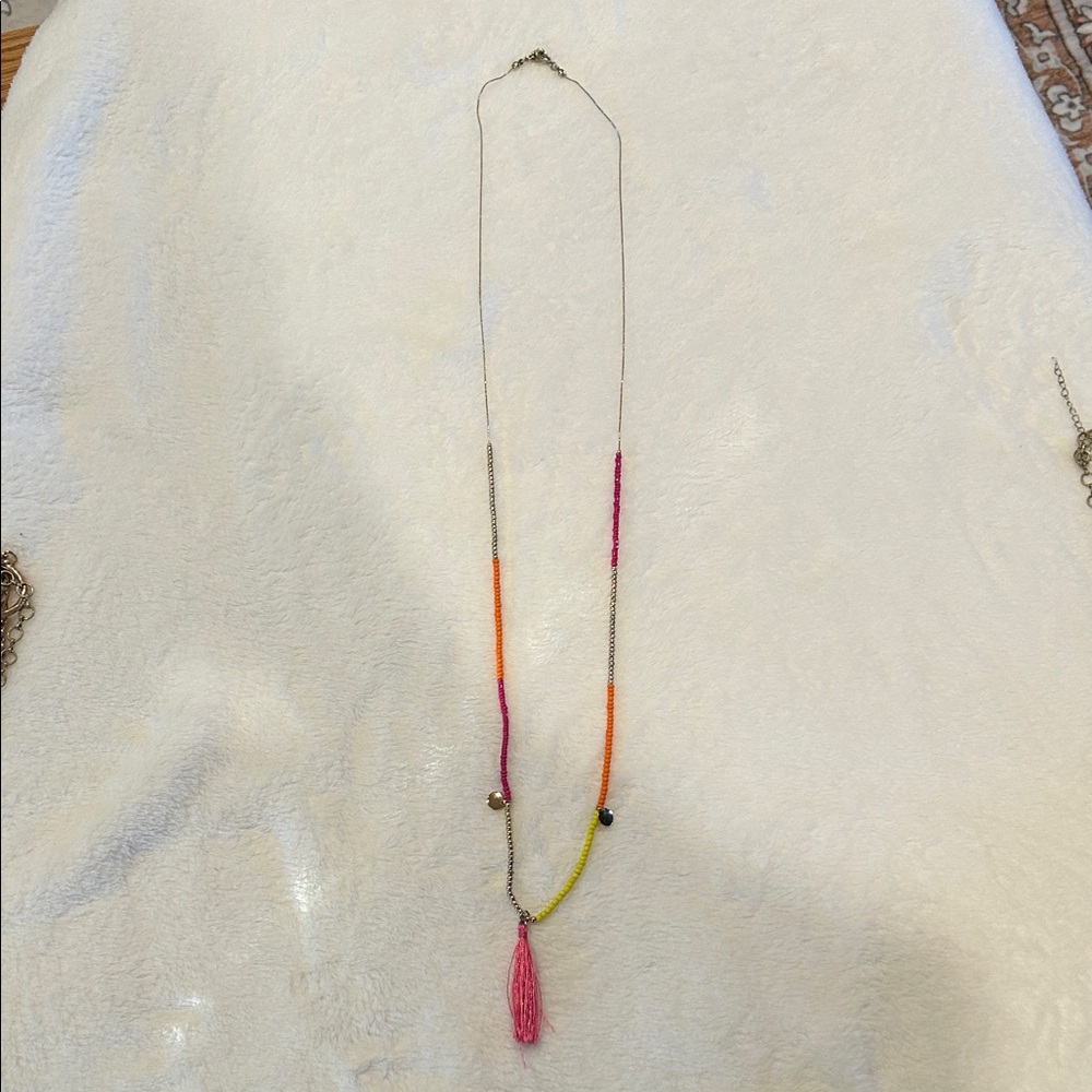 Colorful Beaded Necklace with Tassel